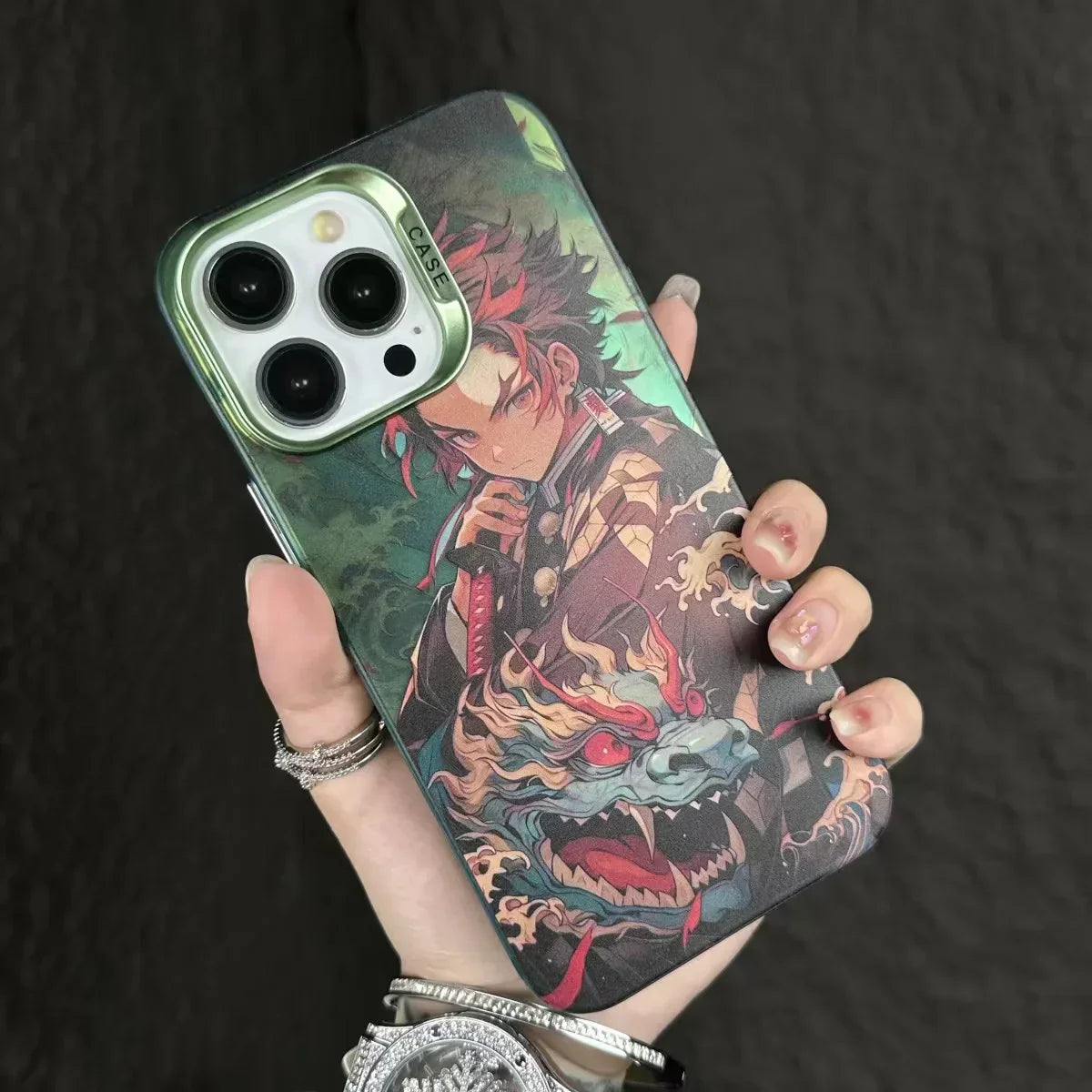 Demon Slayer Anime Phone Case, Rengoku Kyojuro Tanjiro HD Print Shockproof Protective Hard Back Cover, Matte Texture Phone Case for iPhone, Anime Fan Gift