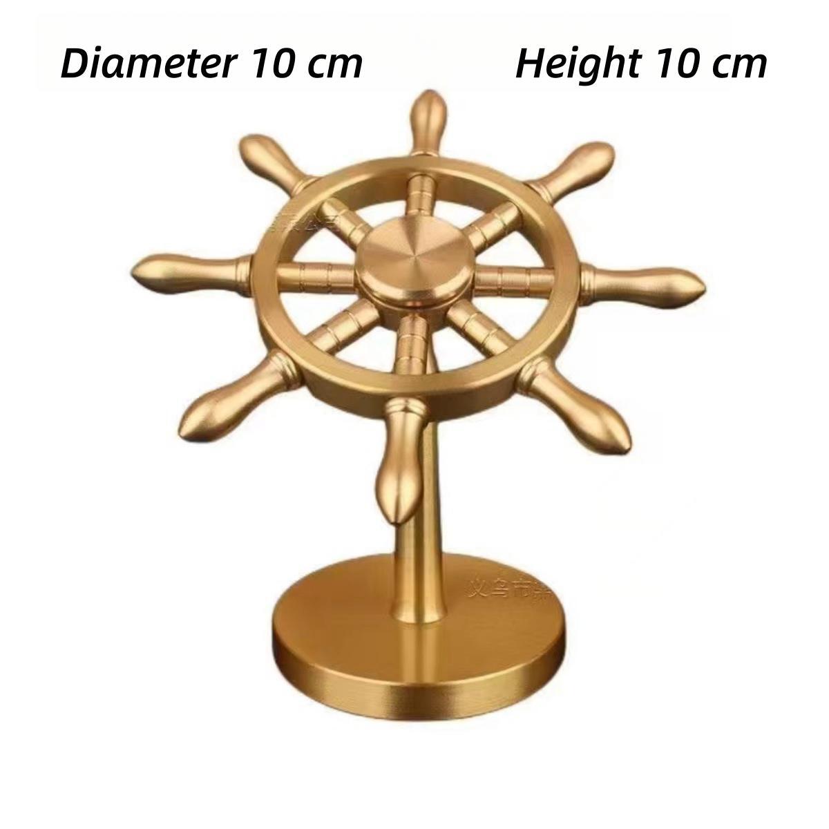 One Piece Golden Ship Wheel Figurine, Pirate Ship Helm Desk Statue Model, Nautical Rudder Desktop Decoration, Collectible Ornament Gift for One Piece Anime Fans