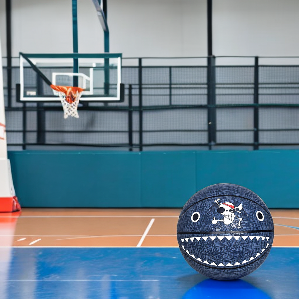 One Piece Laboon Anime Basketball, Official Themed Basketball with Straw Hat Pirates Skull Logo, Wear-resistant Rubber Basketball for Indoor Outdoor Game, Collectible Basketball Gift Box, Anime Sports Gift for One Piece Fans