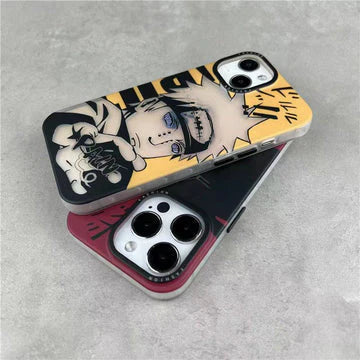 Naruto Anime Manga Phone Case for iPhone, Pain Nagato & Uchiha Sasuke Vintage Comic Print Shockproof Soft Protective Cover, Slim Fit Anti-Scratch Anime Character Phone Shell, Naruto Fan Gift
