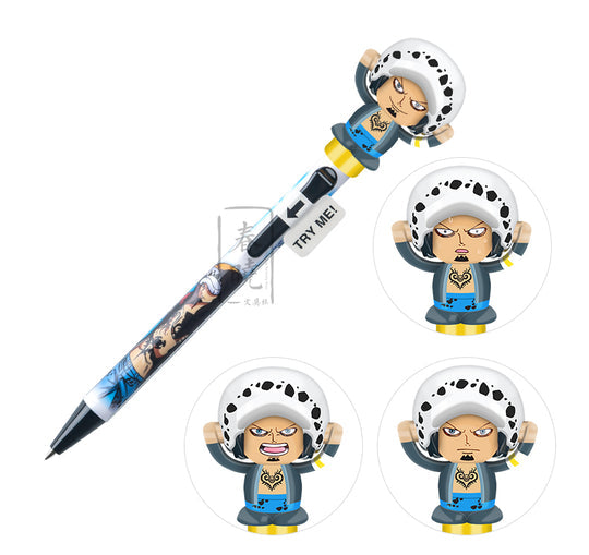 One Piece Anime Gel Pen, 3D Character Figure Topper Ballpoint Pen, Luffy Chopper Ace Law Collectible Writing Pen, Smooth Ink School Stationery, Birthday Gift for One Piece Fans Students