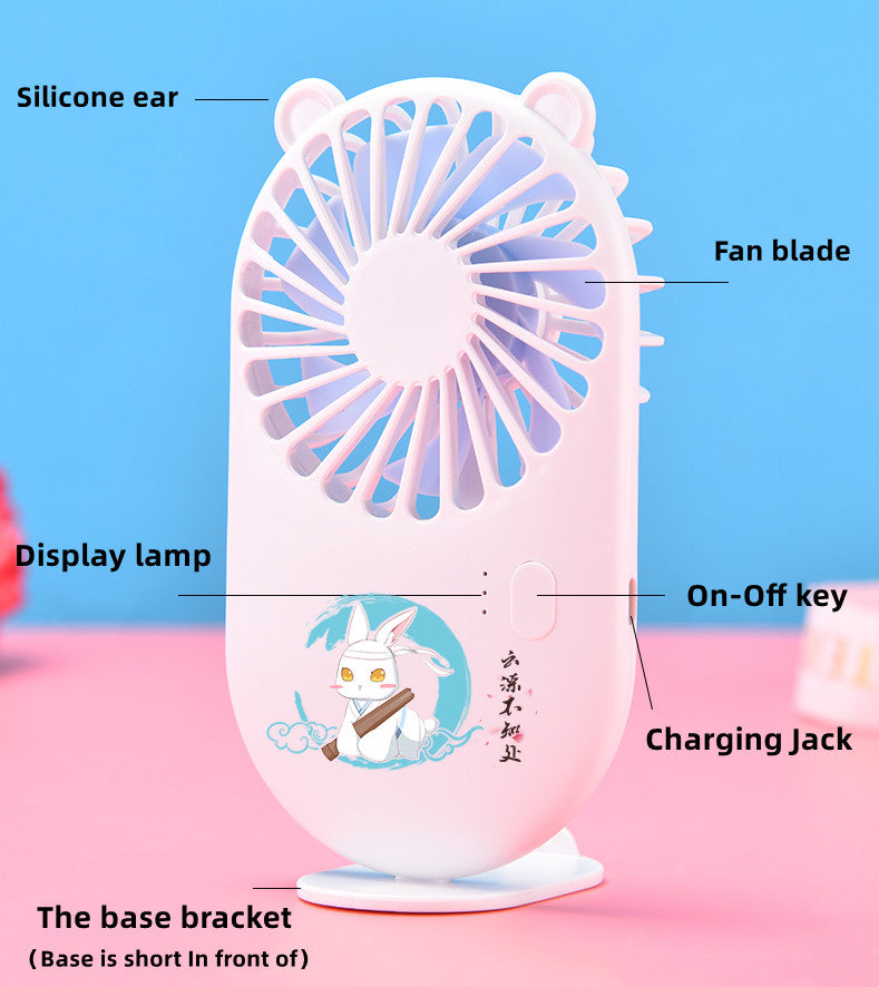 One Piece Monkey D. Luffy Portable Handheld Fan, Anime Mini Rechargeable USB Fan, Cute Bear Ear Pocket Fan with Stand, 3 Speed Adjustable Personal Cooling Fan, Anime Collectible Gift for One Piece Fans