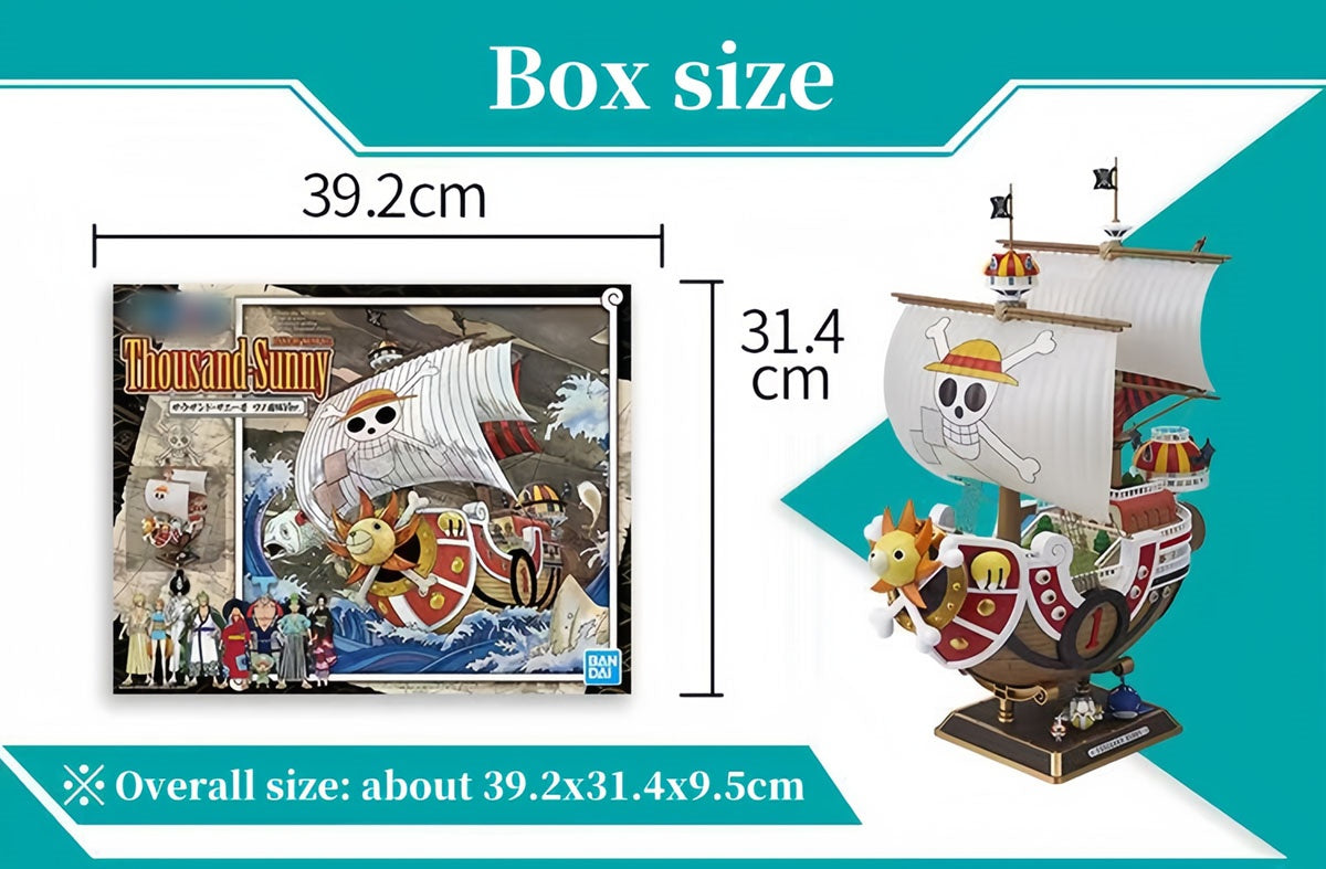 One Piece Thousand Sunny Pirate Ship Model Kit, Luffy Straw Hat Crew Boat Building Model, Anime One Piece Thousand Sunny Statue Collectible, DIY Assembly Ship Toy, Desktop Display Decoration Gift for One Piece Fans