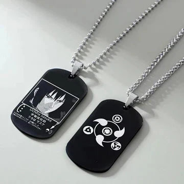 Naruto Anime Dog Tag Necklace, Laser Engraved Stainless Steel Pendant Chain, Naruto Character & Symbol Cosplay Jewelry, Black Dog Tag Pendant Necklace for Men Women, Naruto Fans Collectible Gift