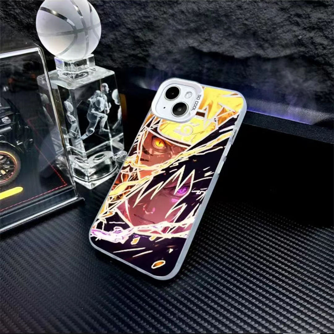 Naruto Anime Phone Case for iPhone, Cool Cracked Line Naruto Sasuke Character Print Case, Shockproof Soft TPU Protective Cover, Anime Naruto Merch Phone Shell Gift for Anime Fans