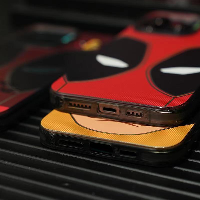 Marvel Deadpool & Wolverine Mask Phone Case for iPhone, Marvel Superhero Full Print Protective Cover, Shockproof Anti-Scratch Phone Shell, 4 Styles Available, Comic Character Collectible Phone Case Gift for Marvel Fans