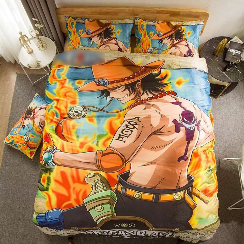 One Piece Shanks Bedding Set, 3D Printed Anime Duvet Cover with Pillowcases, Soft Microfiber Anime Bed Set, Zipper Closure Bedroom Decor Bedding Gift for One Piece Fans Teens Adults