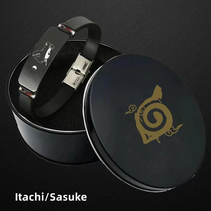 Naruto Anime Wristband Bracelet, Konoha Village Symbol PU Leather Adjustable Bracelet, Cosplay Accessory, Anime Jewelry Gift for Men Women Fans
