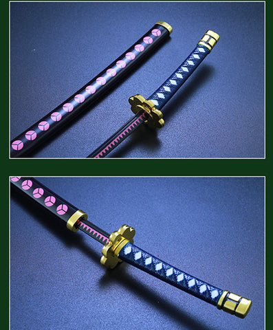 One Piece Roronoa Zoro Mini Katana Sword Replica, Anime Zoro Sword Set, Metal Model Sword with Display Stand, Cosplay Prop Desktop Decoration, Collectible Gift for One Piece Fans