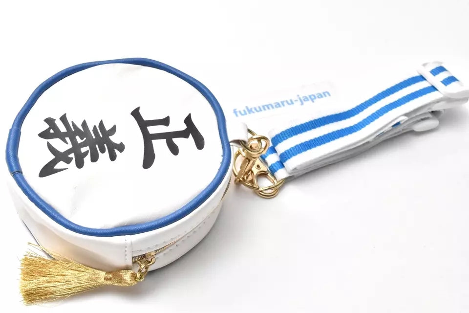 One Piece Marine Round Coin Purse, Anime Marine Logo Embroidery Mini Zipper Pouch, Small Circular Wallet with Keychain & Lanyard, Collectible Storage Bag for One Piece Fans