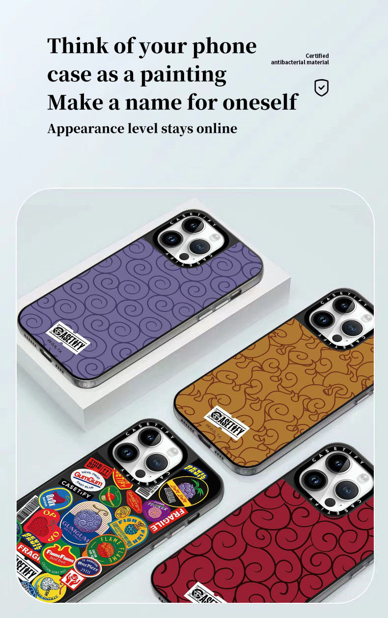 One Piece Anime Phone Case for iPhone, Gum-Gum Fruit Pattern Shockproof Protective Case, Funny Manga Print Phone Cover with Pop Socket, One Piece Anime Merch Gift for Fans