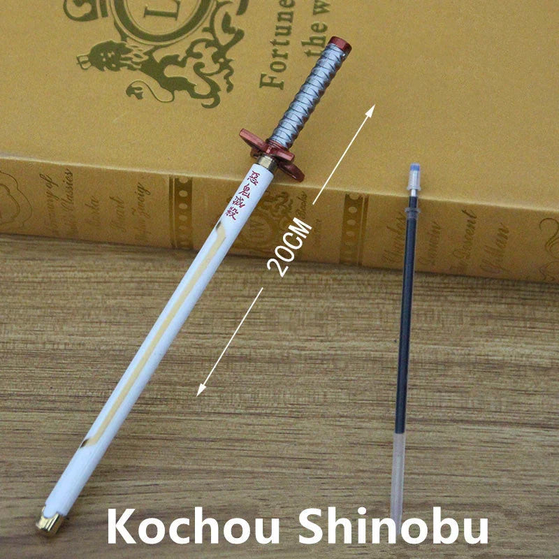 Demon Slayer Katana Shape Gel Pen, Kimetsu No Yaiba Nichirin Sword Replica Writing Pen, Anime Sword Themed Stationery Ballpoint Pen with Scabbard, Collectible Anime Office School Supplies Gift for Demon Slayer Fans