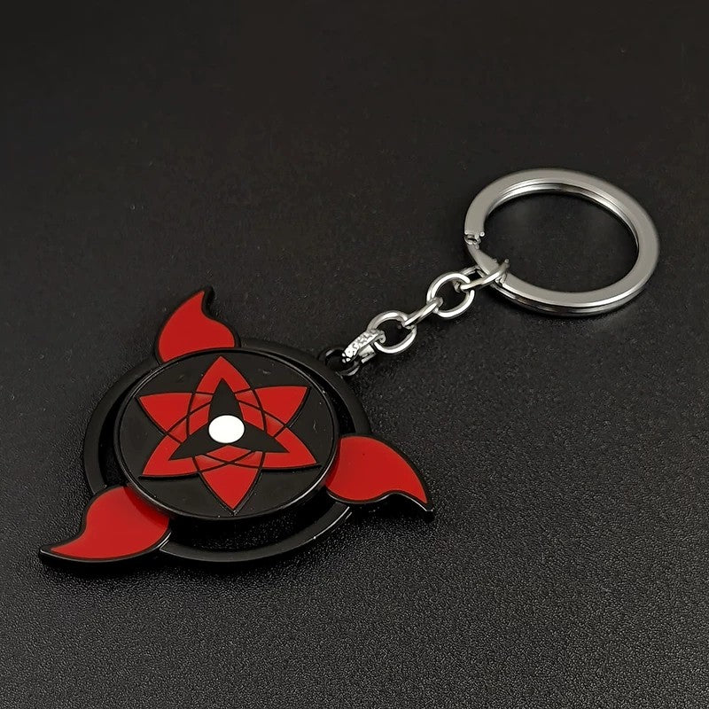Naruto Sasuke Itachi Kakashi Rotating Sharingan Keychain Metal Anime Pendant Key Ring Cosplay Accessory Collectible Key Charm Gift For Anime Fans
