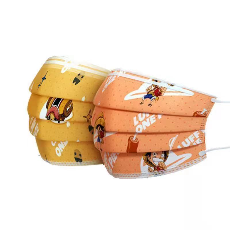 One Piece Disposable Face Masks, Luffy Chopper Anime Printed 3-Ply Breathable Protective Masks, Individual Wrapped Cute Cartoon Mask for Daily Use, One Piece Fan Gift