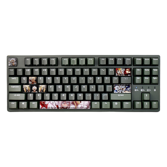 One Piece Luffy Gear 5 Anime Keycaps Set, PBT Dye-Sub Custom Mechanical Keyboard Key Caps, Nika Sun God Luffy Replacement Keycap, One Piece Anime Keyboard Decor Merch Gift for Gamers