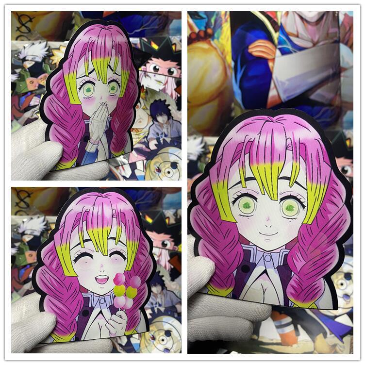 Demon Slayer 3D Lenticular Motion Stickers, Anime Changing Flip Stickers, Nezuko Tanjiro Zenitsu Giyuu Mitsuri Shinobu Waterproof Decals, Holographic Shift Stickers for Laptop Water Bottle Car, Anime Fan Collectible Sticker
