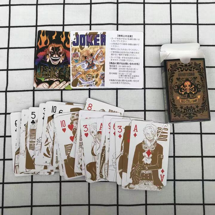 One Piece Golden Skull Playing Cards, Vintage Anime Pirate Poker Cards, Collectible Deck Card Set, Game Cards for Party Table Game, One Piece Merch Gift for Anime Fans