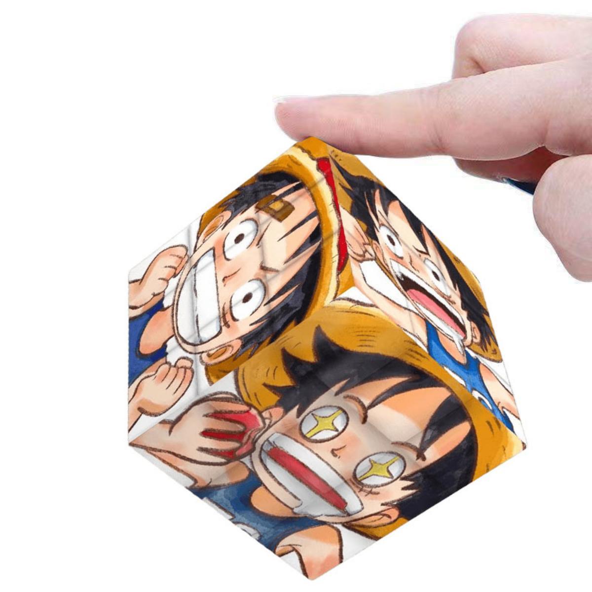 One Piece Anime 3x3 Speed Rubik's Cube, Monkey D Luffy Roronoa Zoro Pattern Magic Cube Puzzle Toy, One Piece Character Brain Teaser Game, Collectible Desk Decoration & Anime Fan Gift