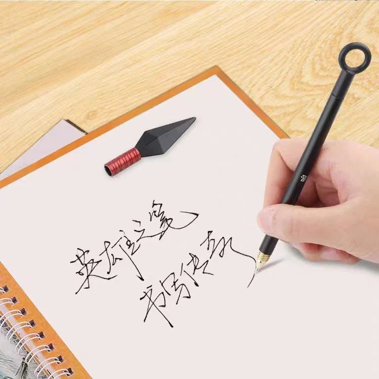 Naruto Kunai Shape Metal Ballpoint Pen, Anime Weapon Model Pen with Display Stand, Removable Refill, Creative Stationery Collectible Desk Decor Gift for Naruto Fans