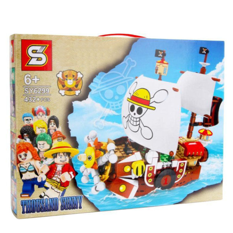 One Piece Thousand Sunny Building Blocks Set, Pirate Ship Model Bricks Kit, Anime Pirate Vessel Assembly Toy, Desktop Display Model, Creative Collectible Gift for Kids & One Piece Fans