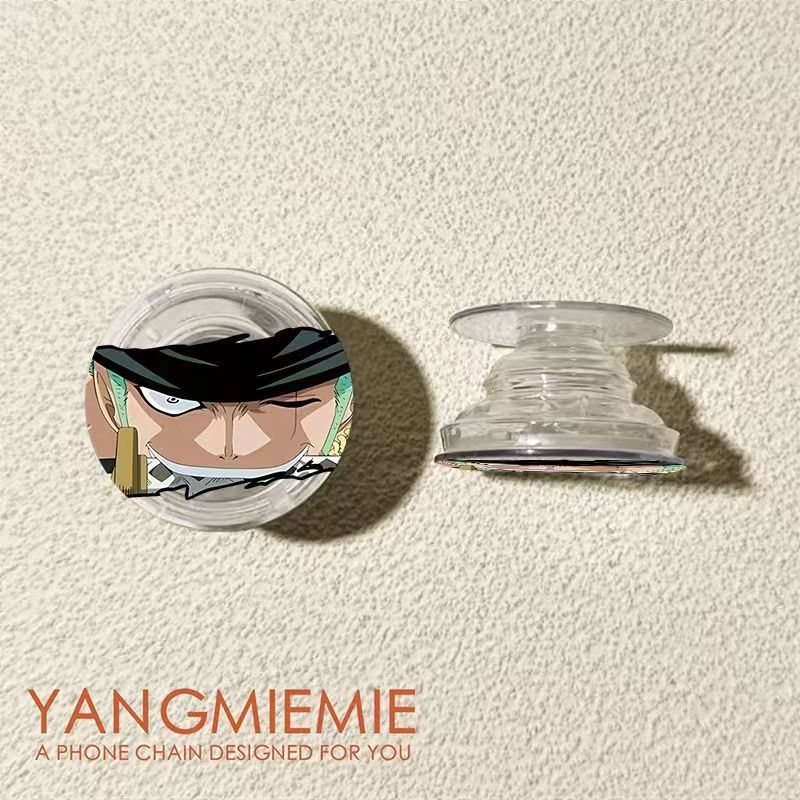 One Piece Anime Phone Grip Holder, Luffy Zoro Character Pop Socket, Transparent Expandable Mobile Phone Stand, Cute Anime Pop Grip, Finger Holder for Smartphones, Anime Merch Gift for One Piece Fans