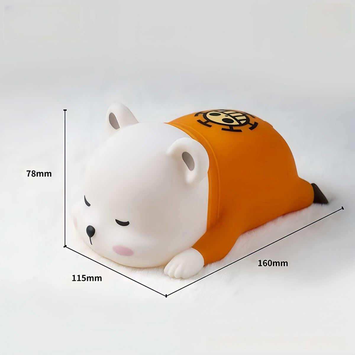 One Piece Bepo Bear Silicone Night Light, Cute Anime Character Tap Control Lamp, USB Rechargeable Soft Glow Bedside Nightlight, Kawaii Animal Shape Table Lamp, Bedroom Decor Collectible Gift for One Piece Fans