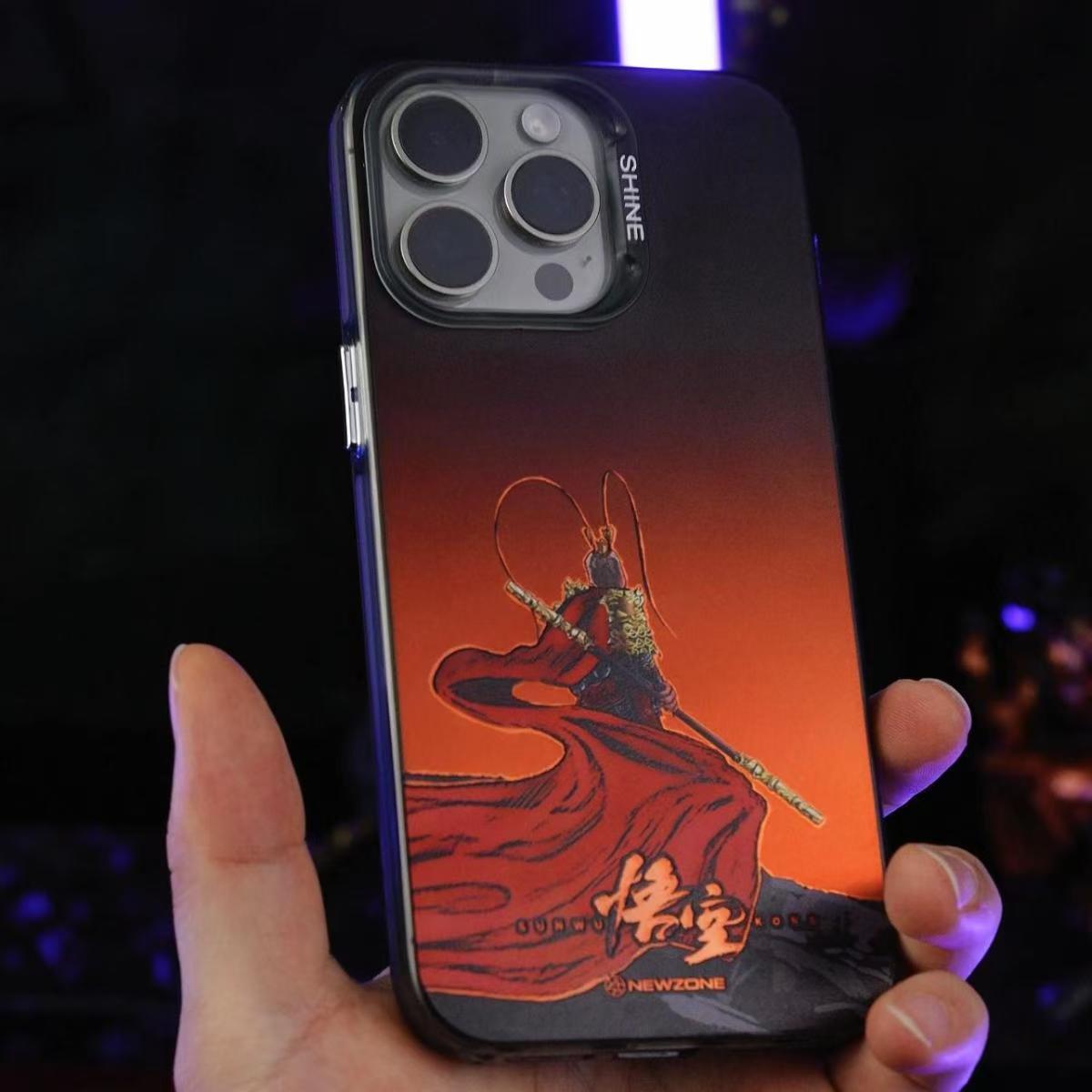 Black Myth Wukong Phone Case for iPhone, Cool Black Myth Sun Wukong Character Print Protective Phone Cover, Shockproof Hard Shell Phone Case, Game Merch Gift for Black Myth Wukong Fans Gamers