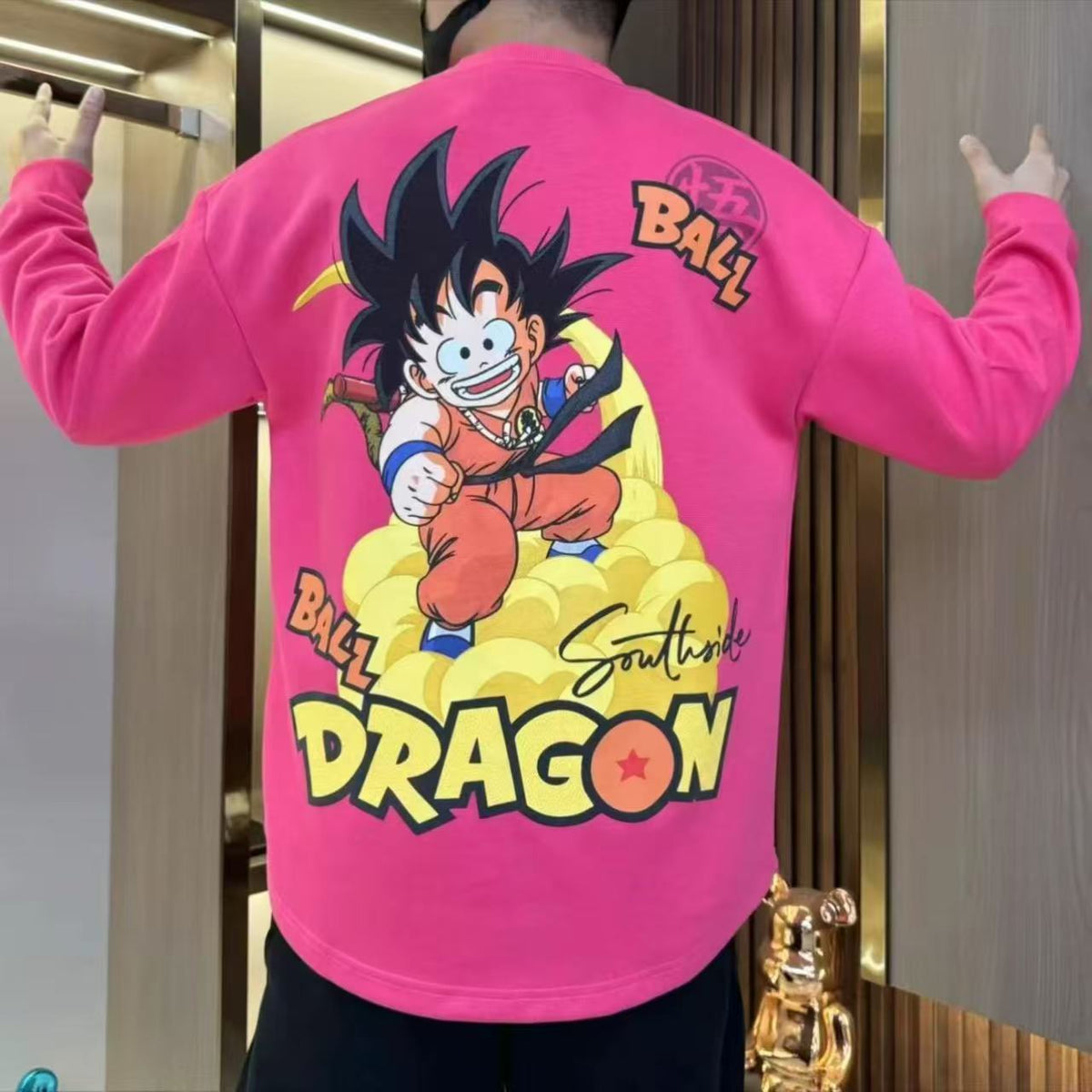Dragon Ball Kid Goku Kame Cloud Crewneck Sweatshirt, Big Back Graphic Pullover Sweatshirt, Unisex Loose Long Sleeve Anime Streetwear Sweater, Dragon Ball Z Fan Anime Sweatshirt Gift