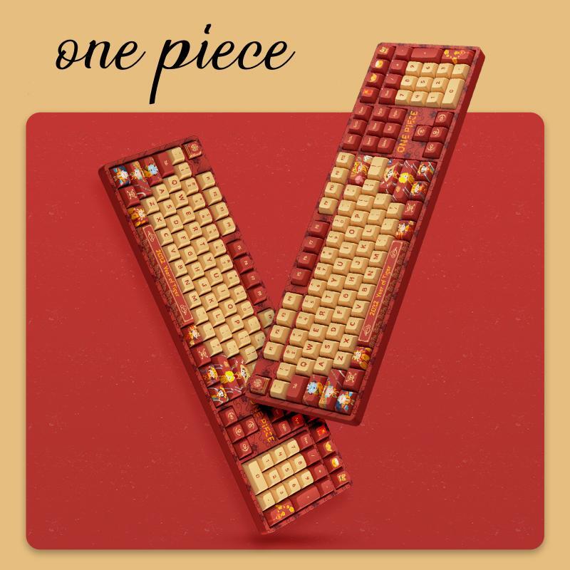 One Piece Anime Custom Keycaps Set, PBT Dye-Subbed 108 Keys Full Size Keycap Kit, Luffy Straw Hat Crew Anime Themed Keyboard Key Caps, Universal for Mechanical Keyboard, Anime Merch Gift for One Piece Fans