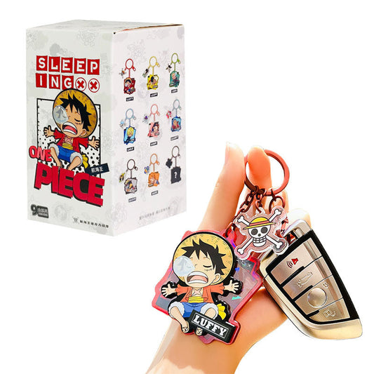 One Piece Blind Box Acrylic Keychain, Sleeping Series Anime Character Key Ring, Cute Bag Pendant Charm, Mystery Box Collectible Keychain Gift for One Piece Anime Fans Teens