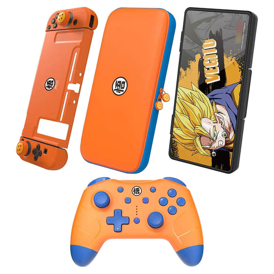 Dragon Ball Z Switch Accessories Bundle, Anime Goku Vegeta Switch Wireless Controller, EVA Carrying Case & Protective Cover, Dragon Ball Anime Gaming Accessories Kit for Nintendo Switch, DBZ Fan Gaming Gift