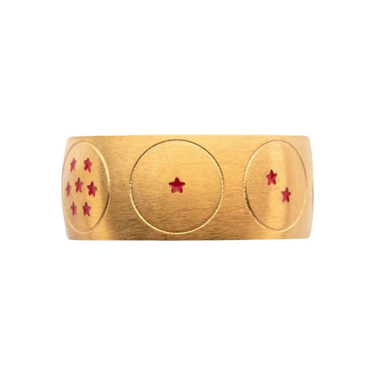 Dragon Ball Anime Ring, Gold Plated Dragon Star Ball Pattern Band Ring, Stainless Steel Anime Cosplay Jewelry, Dragon Ball Star Ring Collectible Gift for Dragon Ball Fans Men Women
