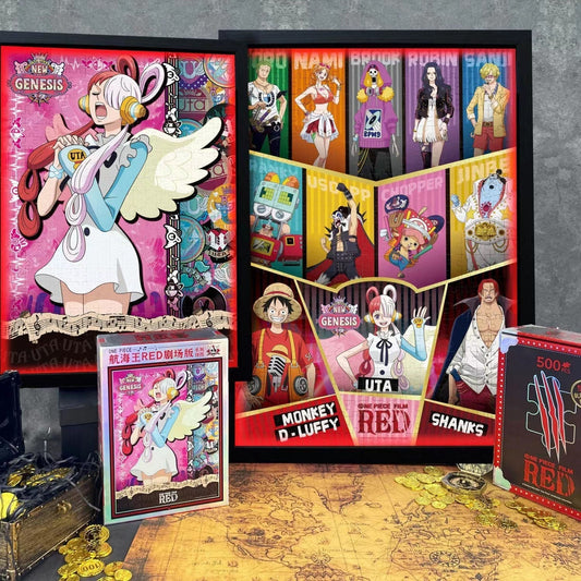 One Piece RED Anime Jigsaw Puzzle, Uta Luffy Shanks 1000 Pieces Cartoon Puzzle, One Piece Movie Character Puzzle Game, Collectible Anime Puzzle for Adults & Teens, Gift for One Piece Fans