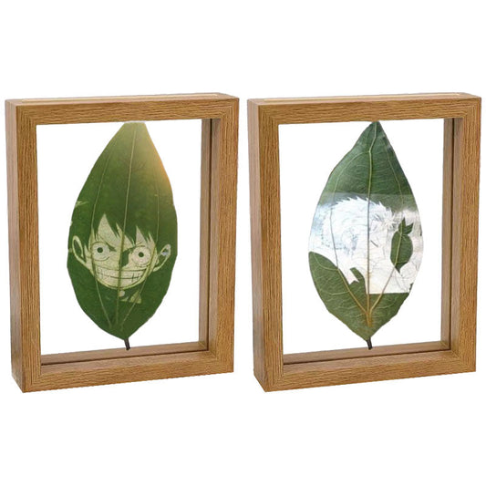 One Piece Luffy Hand Carved Natural Leaf Art with Frame