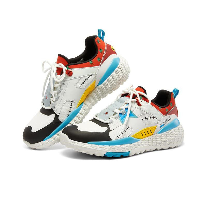 One Piece Franky Anime Sneakers for Men Women, Color Block Chunky Platform Casual Shoes, Anime Cosplay Streetwear Footwear, Breathable Lace Up Walking Shoes, Collectible Anime Gift for One Piece Franky Fans