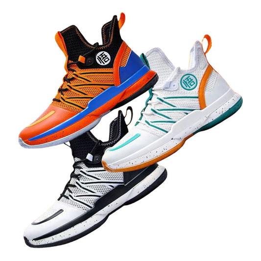 Dragon Ball Z Goku Kame Symbol Basketball Shoes, Anime DBZ High Top Sneakers, Breathable Mesh Non Slip Cushion Athletic Shoes, Dragon Ball Themed Streetwear Footwear for Men Teens