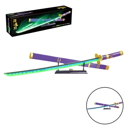 One Piece Roronoa Zoro Enma Sword Building Block Model, Luminous Blade Katana Toy with Display Stand & Gift Box, Anime Cosplay Prop Samurai Sword Bricks Kit, Collectible Decoration Gift for One Piece Fans