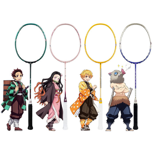 Demon Slayer Anime Badminton Racket, 4 Styles Tanjirou Nezuko Zenitsu Inosuke Themed Lightweight Badminton Racquet, Carbon Fiber Badminton Racket for Outdoor Sports, Demon Slayer Merch Gift for Anime Fans