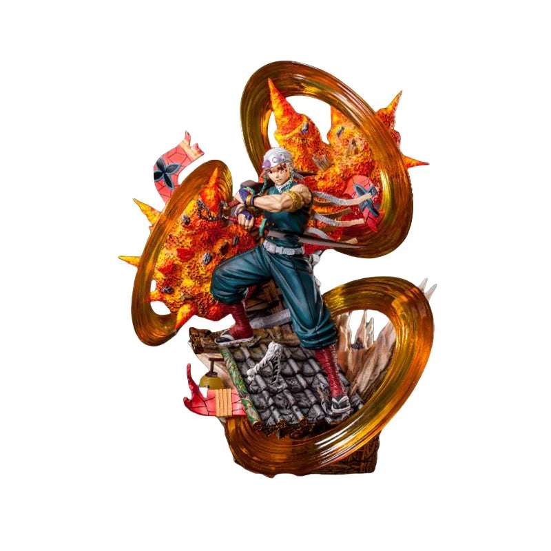 Demon Slayer Tengen Uzui Resin Statue, Anime Sound Hashira Tengen Uzui Action Figure, GK Collectible Model with Diorama Base, Demon Slayer Figurine Home Desk Decoration Gift for Anime Fans