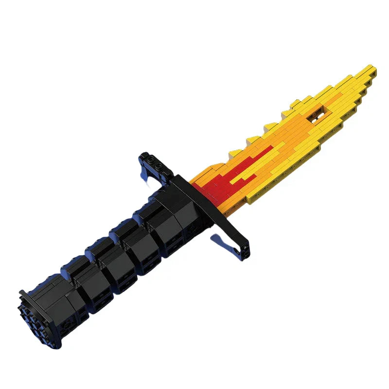 Demon Slayer Rengoku Kyojuro Flame Dagger Building Blocks, Anime Sword Model Bricks Kit, Cosplay Prop Knife Toy, Collectible Assembly Weapon Model, Gift for Demon Slayer Fans & Block Builders