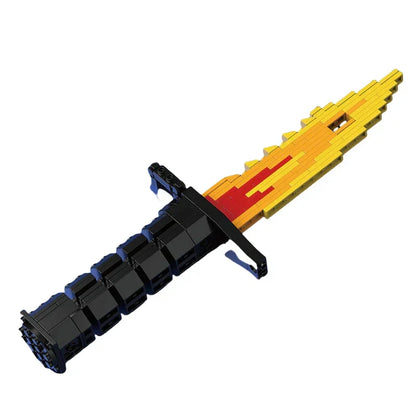Demon Slayer Rengoku Kyojuro Flame Dagger Building Blocks, Anime Sword Model Bricks Kit, Cosplay Prop Knife Toy, Collectible Assembly Weapon Model, Gift for Demon Slayer Fans & Block Builders