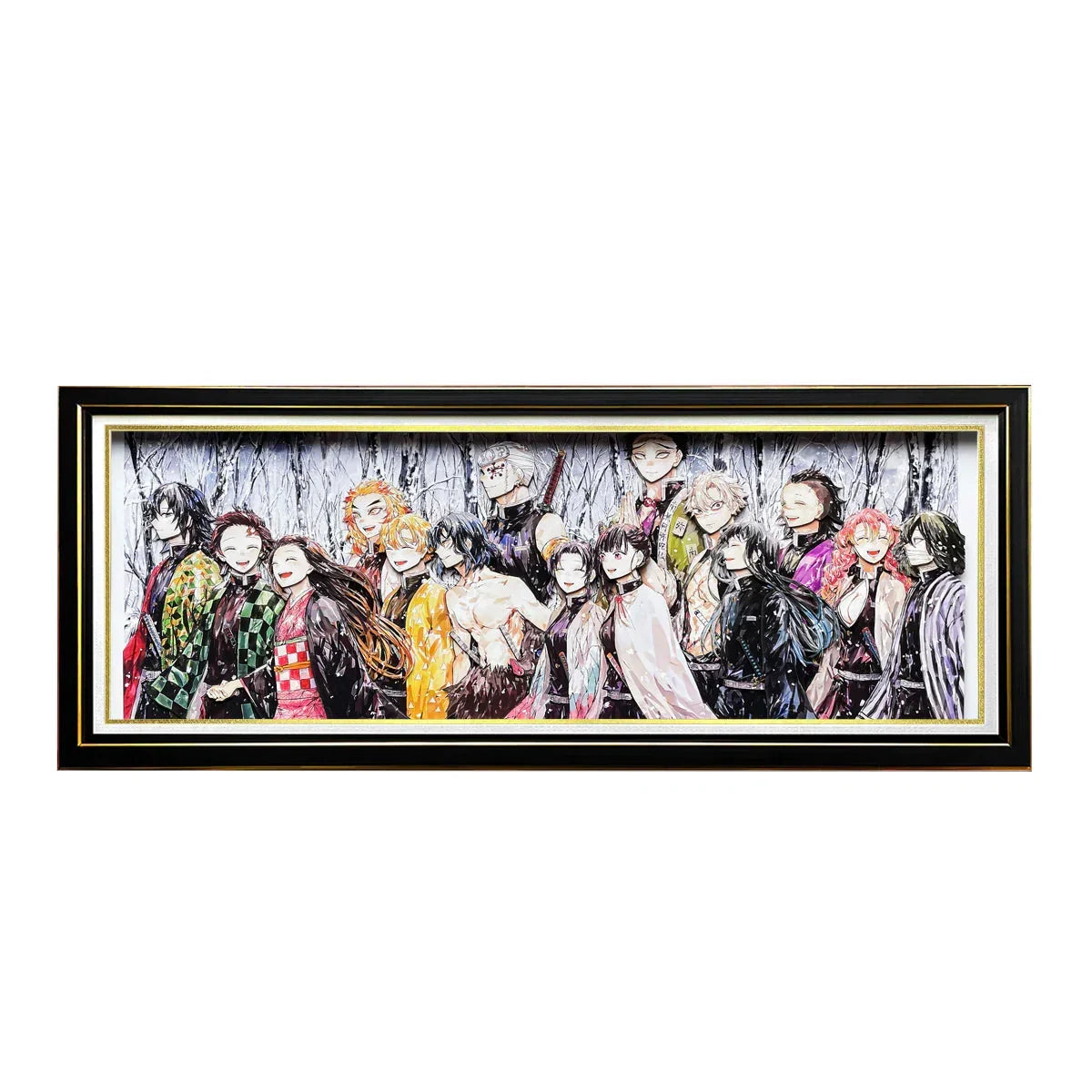 Demon Slayer 3D Paper Cut Framed Art, Anime Character Group Portrait Paper Carving Light Painting, Layered Papercraft Wall Decor, High Transparent Plexiglass Frame, Anime Room Poster Decoration, Collectible Gift for Demon Slayer Fans