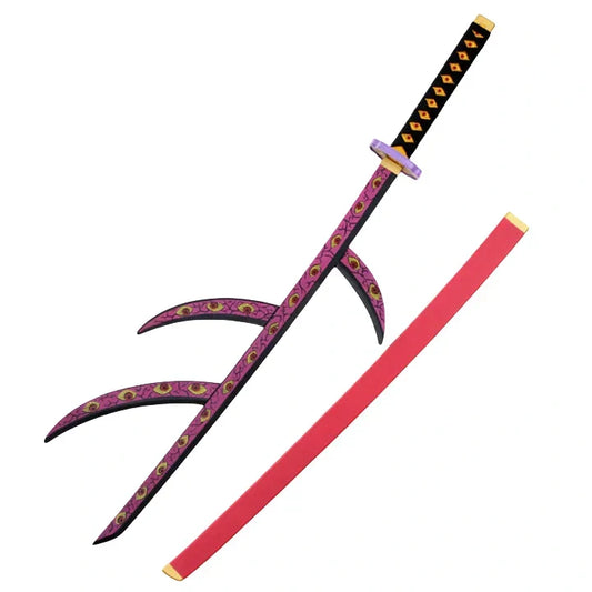Demon Slayer Kokushibo Nichirin Sword, 1:1 Wooden Cosplay Prop Katana, Upper Rank One Kokushibo Multi-Blade Replica Sword with Scabbard, Kimetsu No Yaiba Anime Weapon for Cosplay, Display & Collection