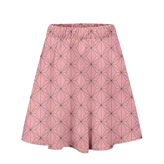 Demon Slayer A-Line Skirt, 9 Styles Anime Character Pattern Flared Skirt, Nezuko Tanjiro Zenitsu Shinobu Cosplay Skirt, Elastic Waist Casual Costume Skirt for Demon Slayer Fans