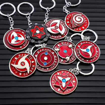 Naruto Sasuke Itachi Kakashi Rotating Sharingan Keychain Metal Anime Pendant Key Ring Cosplay Accessory Collectible Key Charm Gift For Anime Fans