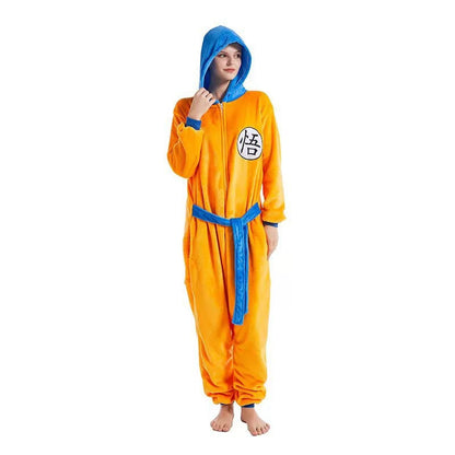 Dragon Ball Goku Bath Robe, Anime Goku "Wu" Symbol Fleece Bathrobe, Soft Fluffy Coral Fleece Nightgown, Cosplay Loungewear Robe for Dragon Ball Fans