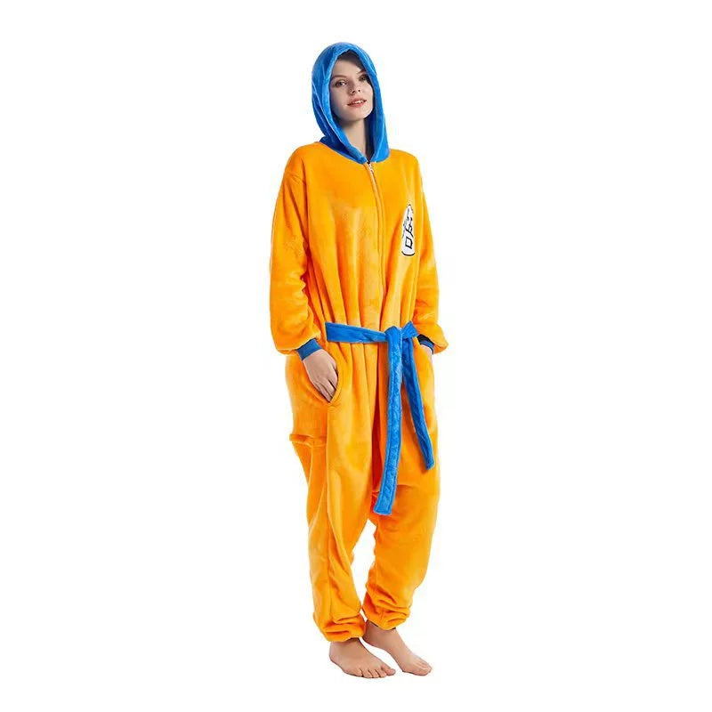 Dragon Ball Goku Bath Robe, Anime Goku "Wu" Symbol Fleece Bathrobe, Soft Fluffy Coral Fleece Nightgown, Cosplay Loungewear Robe for Dragon Ball Fans