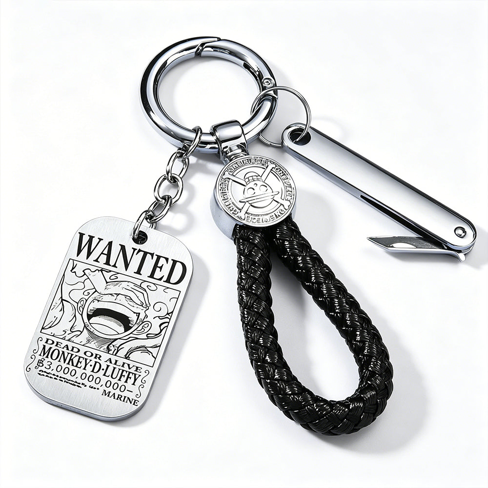 One Piece Wanted Poster Metal Dog Tag Keychain