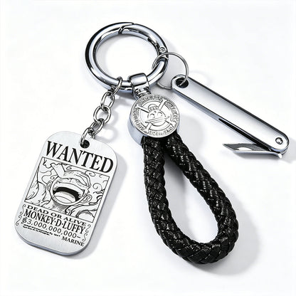 One Piece Wanted Poster Metal Dog Tag Keychain