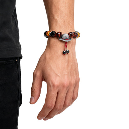 One Piece Anime Beaded Bracelet, Portgas D Ace Themed Natural Stone Woven Bracelet, Adjustable Luffy Anime Cosplay Bracelet, Handmade Bead Wristband Jewelry, Anime Merch Gift for One Piece Fans